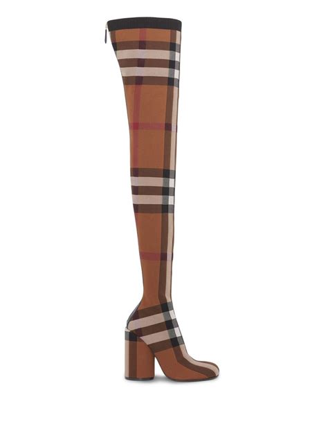 burberry boots black red checks|burberry knee high boots.